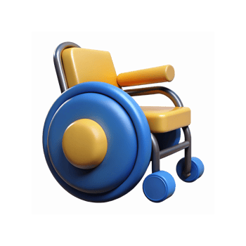 Modern Blue And Yellow Wheelchair For Mobility And Accessibility With Minimalist Design Concept Illustration png