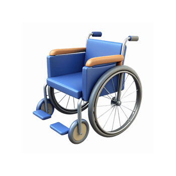 Blue Manual Wheelchair with Steel Frame and Wooden Armrests for Mobility Assistance png