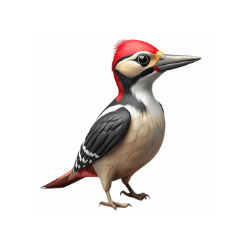 Vivid Red Crested Woodpecker Bird Illustration in Standing Pose on Transparent Background png