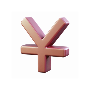 3D Metallic Rose Gold Yen Currency Symbol for Finance and Economy Concepts on Transparent Background png