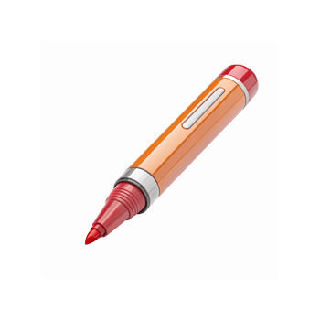 Orange And Red Highlighter Marker Pen With Metallic Accents And Transparent Tip Design For Stationery Use png
