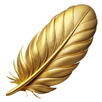 Luxurious Golden Feather 3D Render of Elegant png