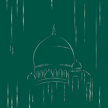 islamic wallpaper. illustration of a mosque on a green background. vector
