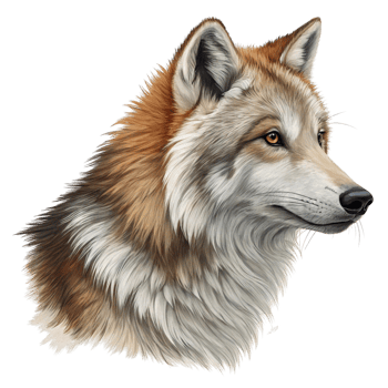 A close up of a wolf isolated on transparent background png