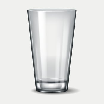3D realistic illustration of a simple tapered glass, commonly used for water, juice, and other beverages. Ideal for household, dining, and hospitality settings. vector