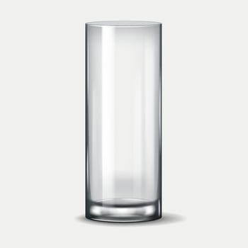 3D realistic illustration of a tall cylindrical highball glass, commonly used for cocktails, soft drinks, and mixed beverages in bars and restaurants. vector