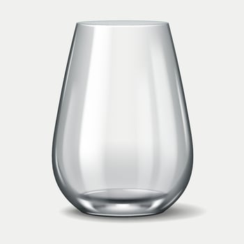 Realistic 3D illustration of a rounded wine glass with smooth edges. Ideal for wine-tasting, bar setups, elegant dining, and luxury glassware design. vector