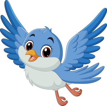 Cartoon a happy blue bird flying vector