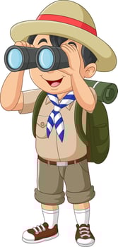 Cartoon scout using a binocular vector