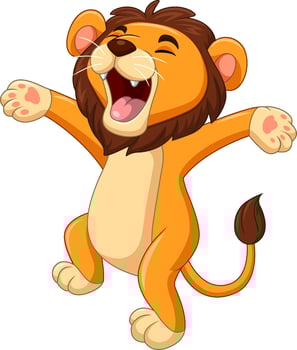 Illustration of a happy lion cartoon dancing vector