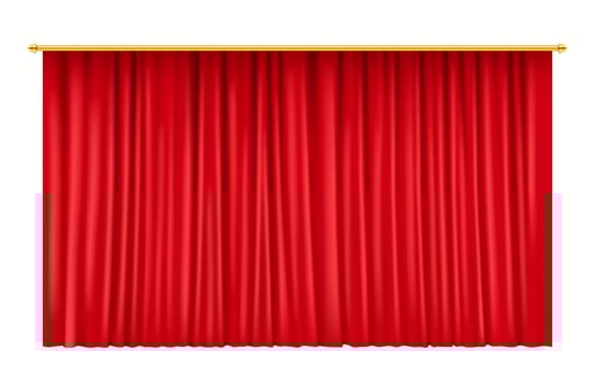 Realistic 3D illustration of fully closed red theater curtains, perfect for grand openings, concerts, and ceremonial stage performances. vector