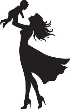 a mother holding her baby up in the air vector