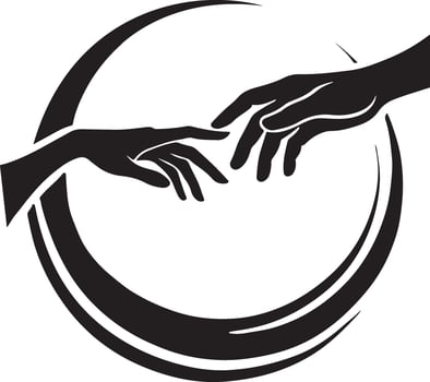 hands reaching out to each other in a circle vector