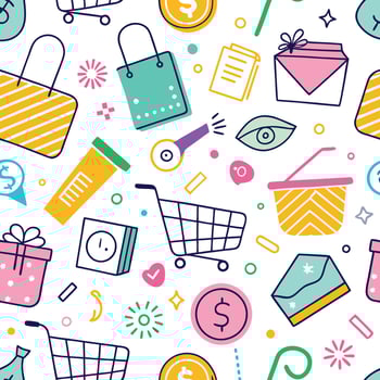 shopping pattern illustration white background vector