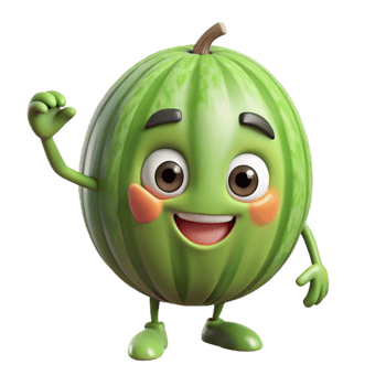 Cute watermelon character with a warm and friendly look png