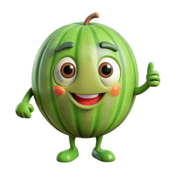Happy watermelon character standing with a cheerful look png