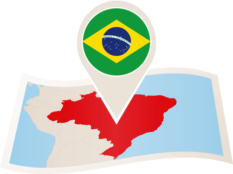 Folded map of Brazil with flag pin of Brazil. png