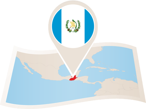 Folded map of Guatemala with flag pin of Guatemala. png