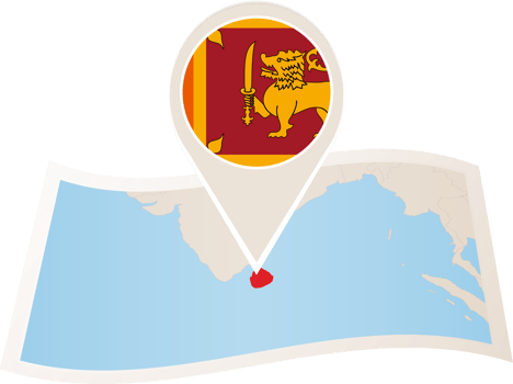 Folded map of Sri Lanka with flag pin of Sri Lanka. png
