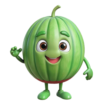 Watermelon mascot with a calm and friendly look png