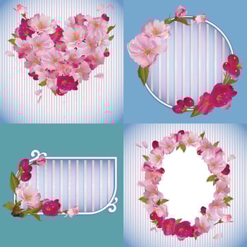spring banners with beautiful sakura flowers vector
