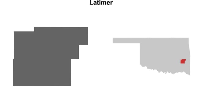 Latimer County, Oklahoma blank outline map set vector