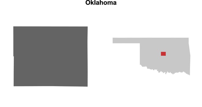 Oklahoma County, Oklahoma blank outline map set vector