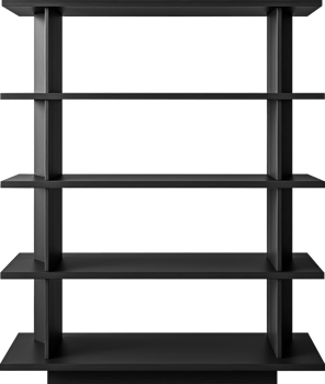 Modern black 5-shelf bookshelf png