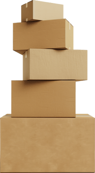 Stack of five cardboard boxes png