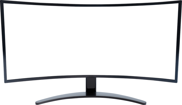 Curved monitor with white screen png