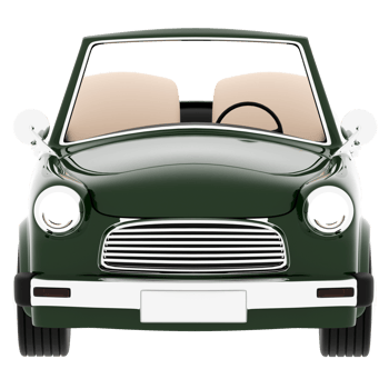 3d render green vintage convertible car with transparent background png