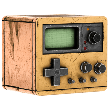 Retro handheld console with transparent background png