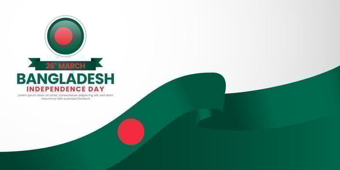 Bangladesh independence day greeting card, banner template element with national flag ribbon vector