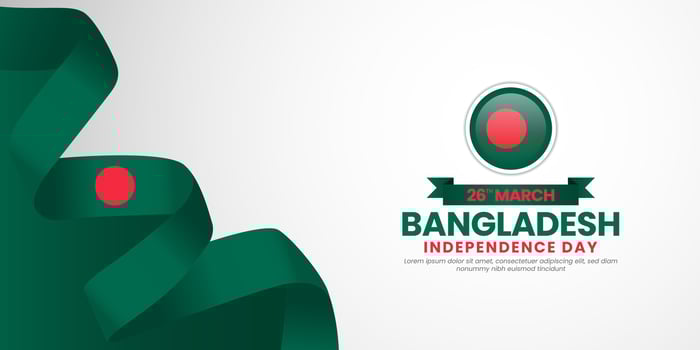 Bangladesh independence day greeting card, banner design element with national flag ribbon vector
