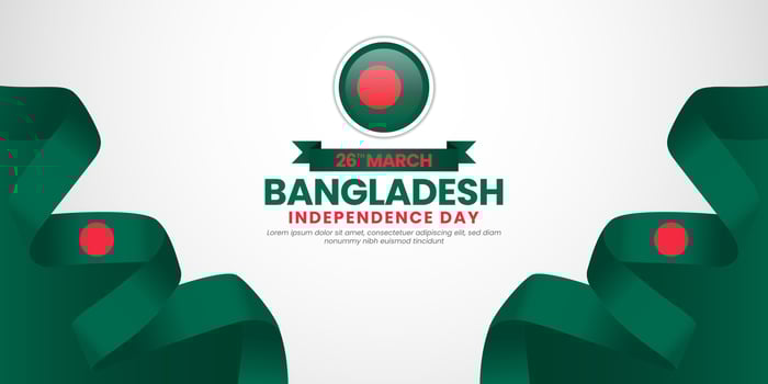 Bangladesh independence day greeting card, banner template design element with national flag ribbon vector