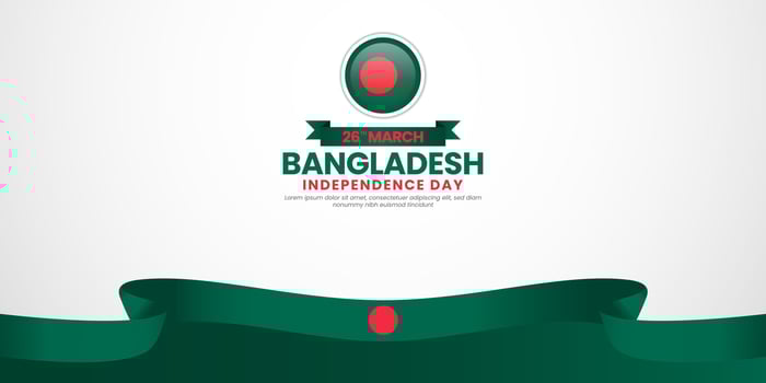 Bangladesh independence day greeting card template design element with national flag ribbon vector