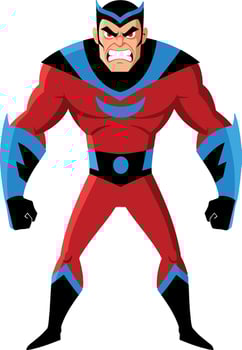 Strong superhero character in vibrant colors with flat design art vector