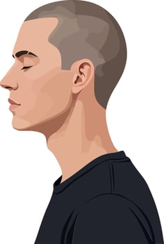 Side profile of a young man in minimal art style vector