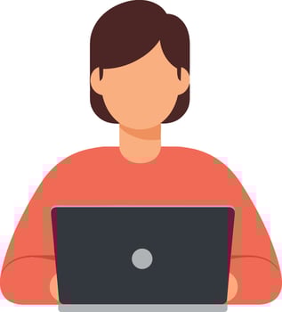 Person working on laptop in minimal flat design art vector