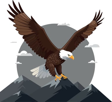 Majestic eagle soaring above mountains in detailed art vector