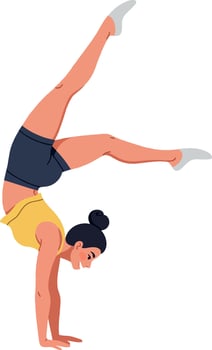 Gymnast performing a handstand in flat illustration style vector