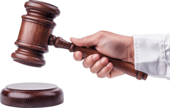Hand holding a gavel png