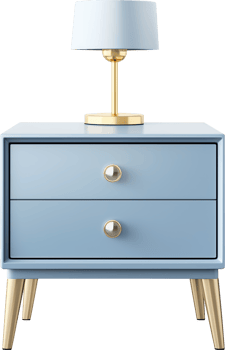 Light blue nightstand with a lamp on top png