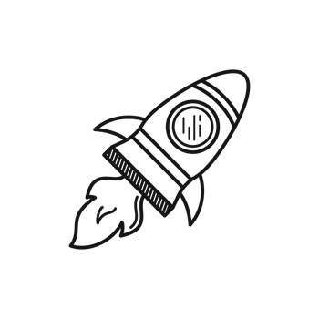 Rocket launch with fire doodle illustration png