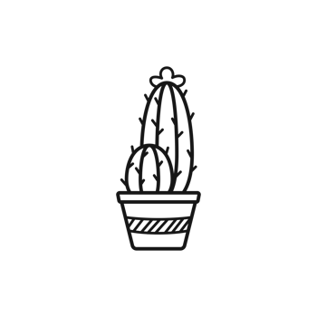 Cactus in a pot outline illustration png