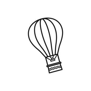 Hot air balloon simple outline illustration png