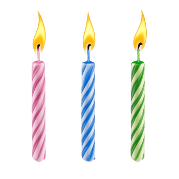 Colorful Birthday Candles Glowing with Bright Flames png