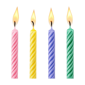 Festive Set of Colorful Birthday Candles Burning with Flames png