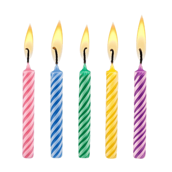 Bright and Colorful Birthday Candles with Dancing Flames png