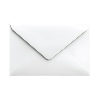 Simple White Envelope Floating on Clear Transparent Background png